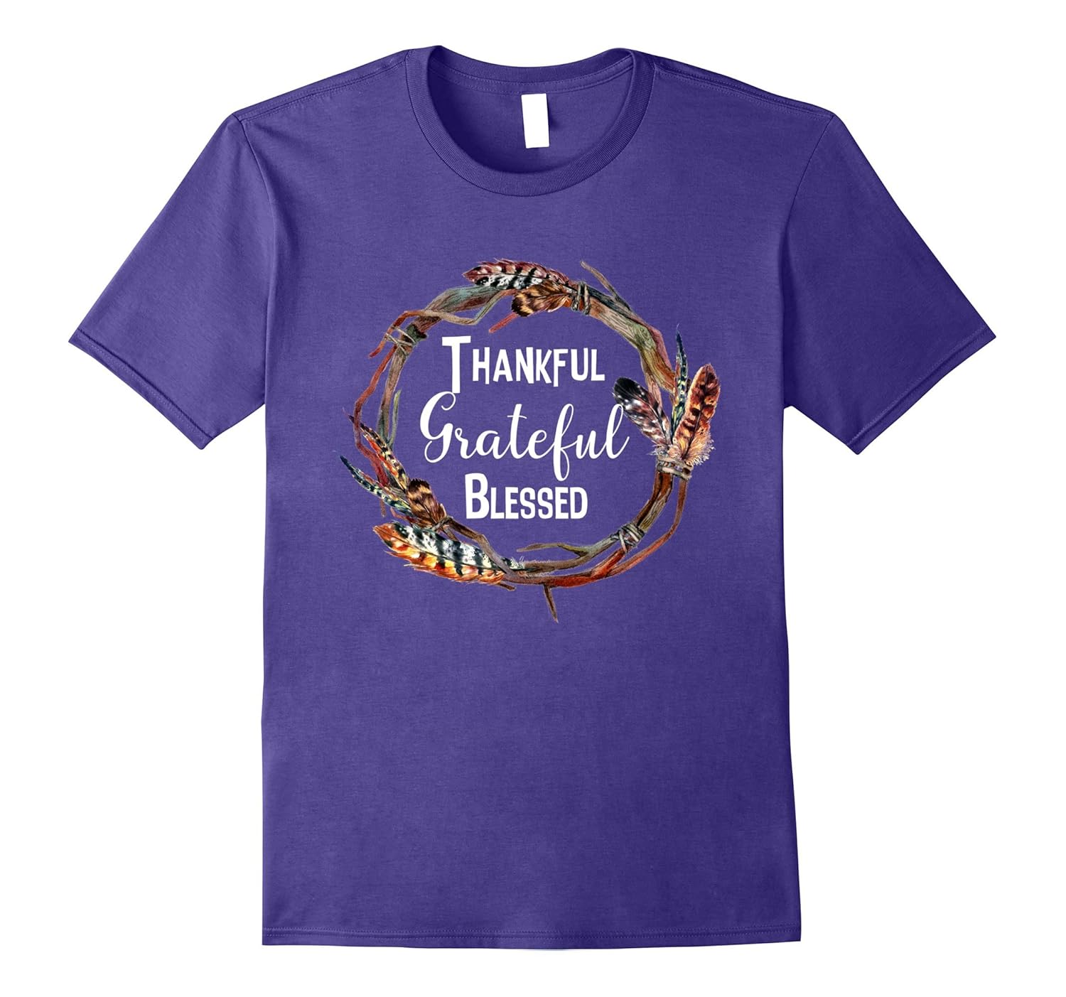 Thankful Grateful Blessed Feathers Thanksgiving Shirts-ANZ