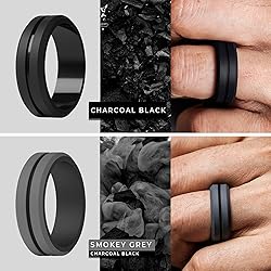ThunderFit Silicone Wedding Rings for Men, Brushed