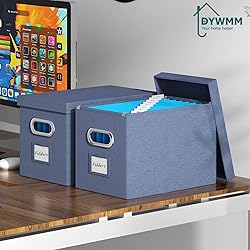 DYWMM Hanging File Box with Lid, Set of 2 Filing