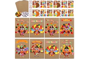 Fancy Land Thanksgiving Crafts for Kids Card Making Kits DIY Thanksgiving Cards Make Your Own Turkey Card Craft for Toddler Holiday Party Supplies 12Pcs