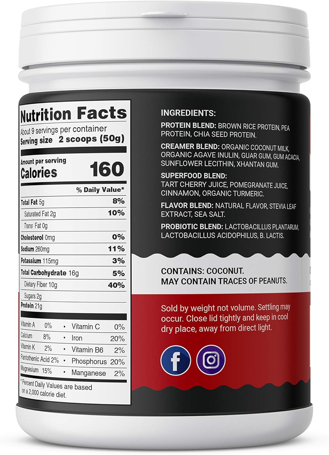 Holy and Co. Plant Based Protein BCAA Amino Acid Protein Powder, Vanilla Bean Vegan, Low Net