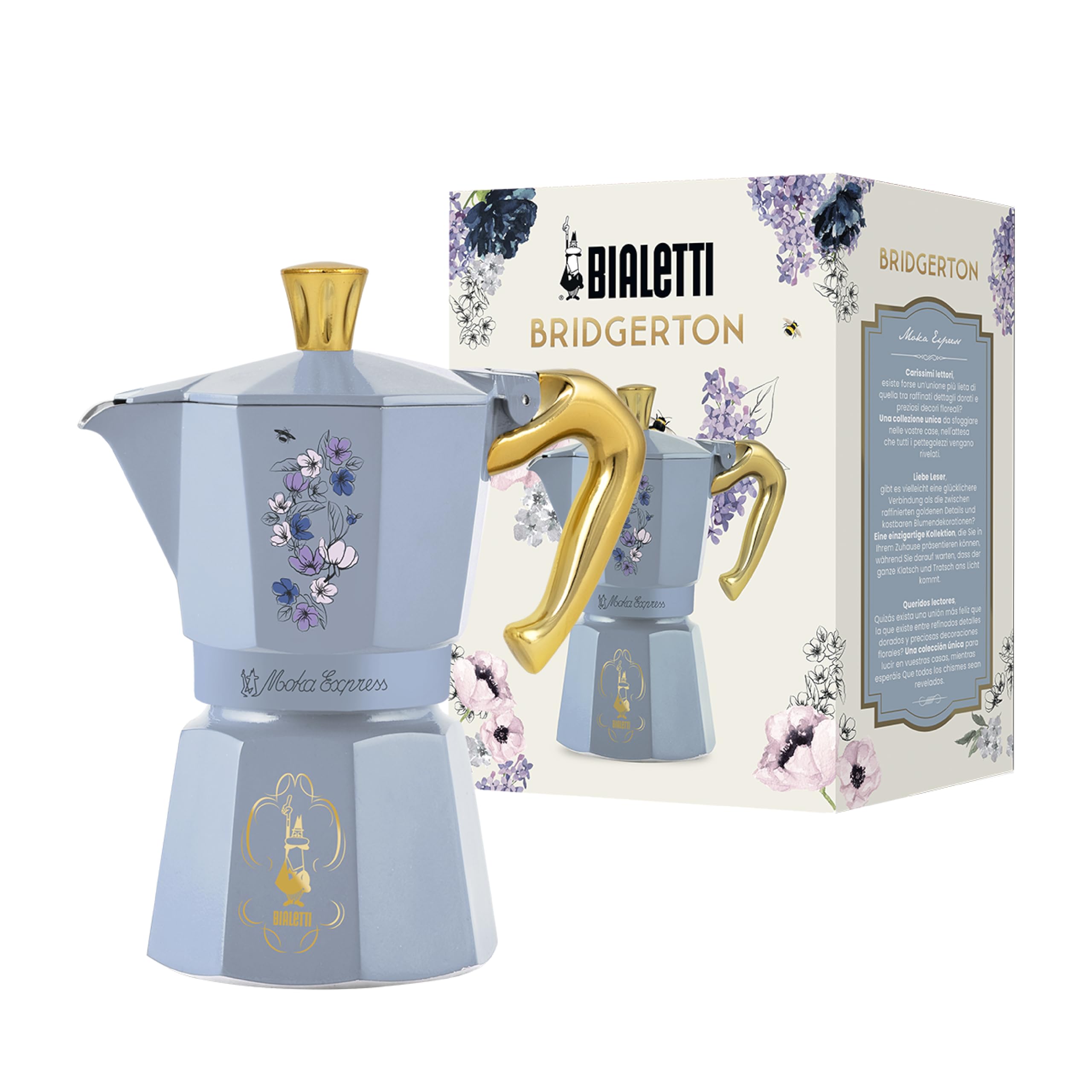 Cafetière Bialetti Moka Express Bridgerton - 3 Tasses - Design So British Et Poignée Anti-chaud