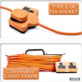 Status 25m Heavy Duty Extension Lead Twin Socket Orange 13A Outdoor 14AWG view 3