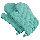 DII  100% Cotton, Machine Washable, Everyday Kitchen Basic  Terry Ovenmitt Set of 2, Aqua