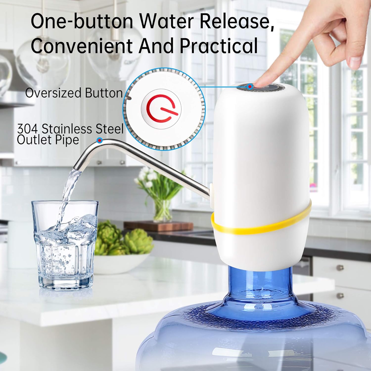 Water Bottle Pump 5 Gallon Water Bottle Dispenser USB Charging Automatic Drinking Water Pump Switch for Universal 2-5 Gallon Jugs Home Kitchen Office Camping - - 