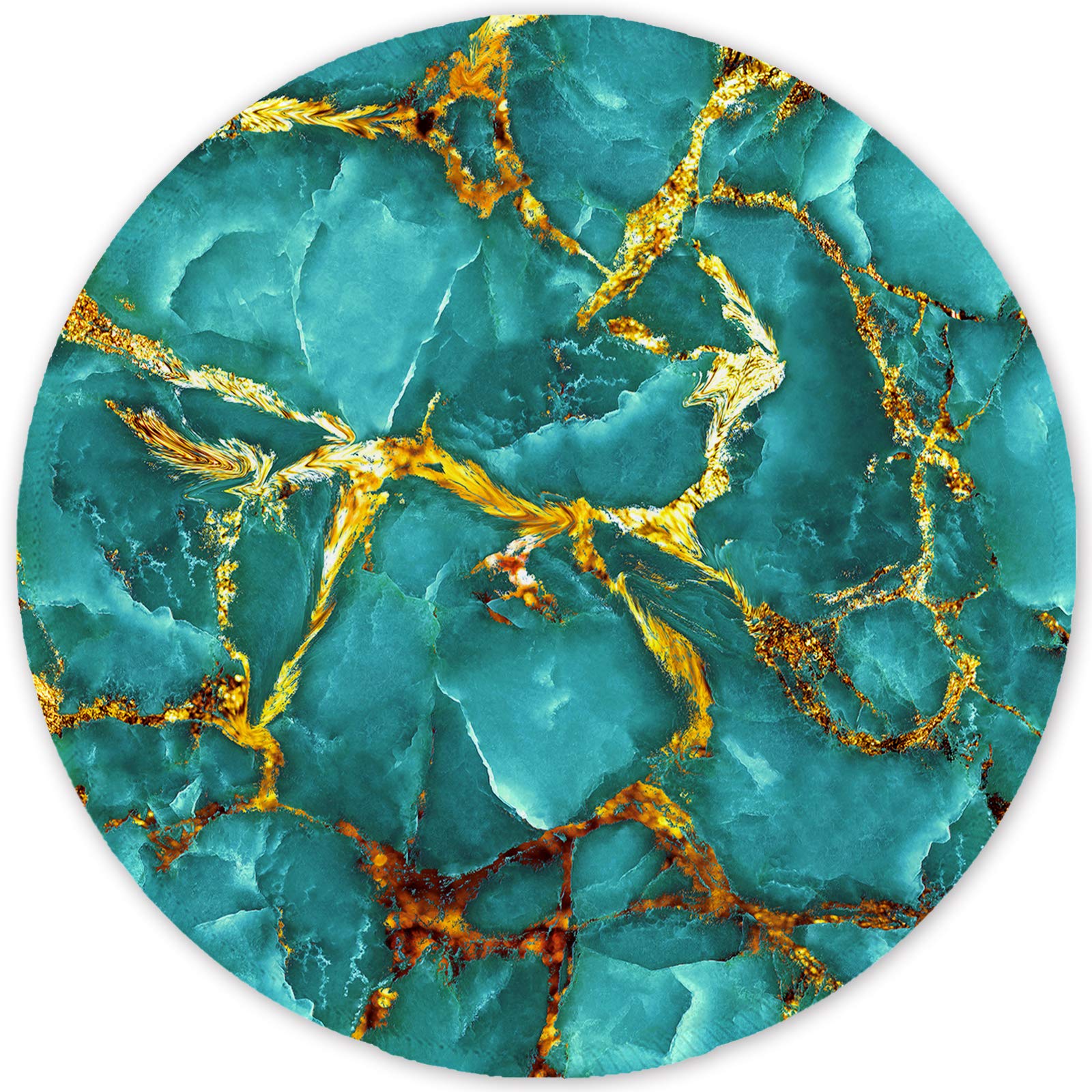 ITNRSIIET Mouse Mat Small Round Mouse Pad with Stitched Edge, Waterproof Smooth Surface Premium-Textured Mousepad with Non-Slip Rubber Base, for PC Laptop Office&Home, Emerald Green Marble