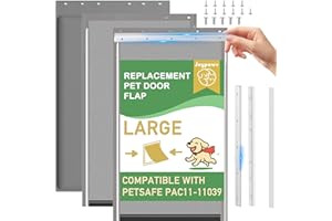 JEYPAWV 3-Flap Dog Door Replacement Insulated Flap with Clamp, Metal Bracket and Screws, Compatible with Large PetSafe Extreme Weather Aluminum Pet Door, PAC11-11039 10 1/8" X 16 7/8" (Smoky Translucent)
