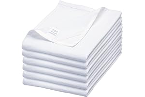 WHITEWRAP Flour Sack Kitchen Towels |Cotton Blank Towel | Tea Towel Crafting Embroidery|Thick Absorbent Quick Dry | Baking Bread Proofing Linen Cover,Washable Set of 6, 18"x28",White