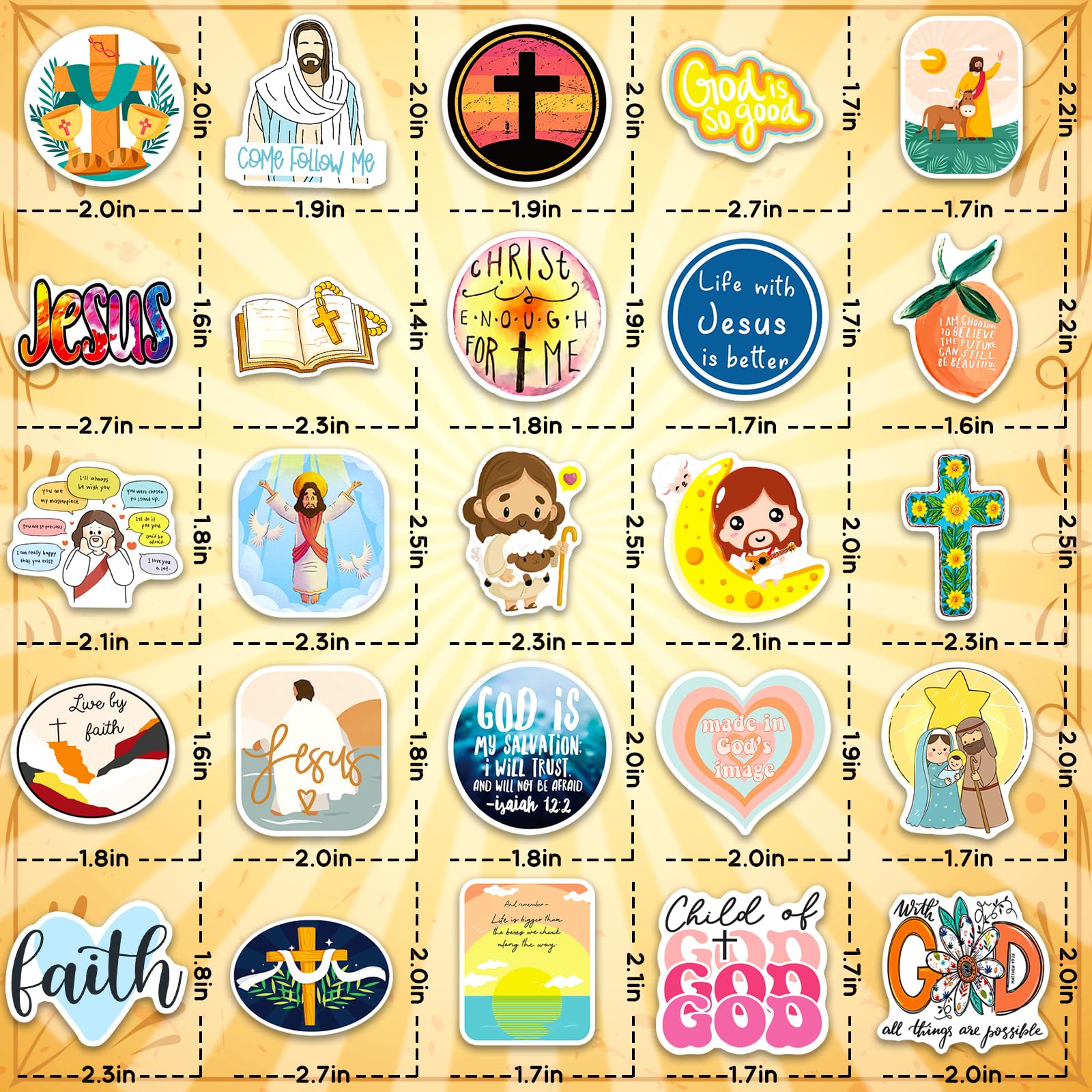 200PCS Jesus Christian Stickers, Religious Stickers for Kids Bible Verse Sticker Christian Decals for Water Bottles Laptop, Vinyl Faith Wisdom Words Decals Religious Gifts