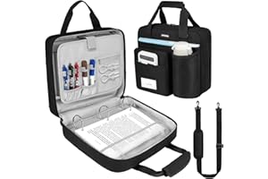 JAFFZORA Zipper Binder 3 Ring with Shoulder Strap, 700 Sheets Capacity 3 Inch Binder with Zipper Fits 13 Inch Laptop for School and Office, Black