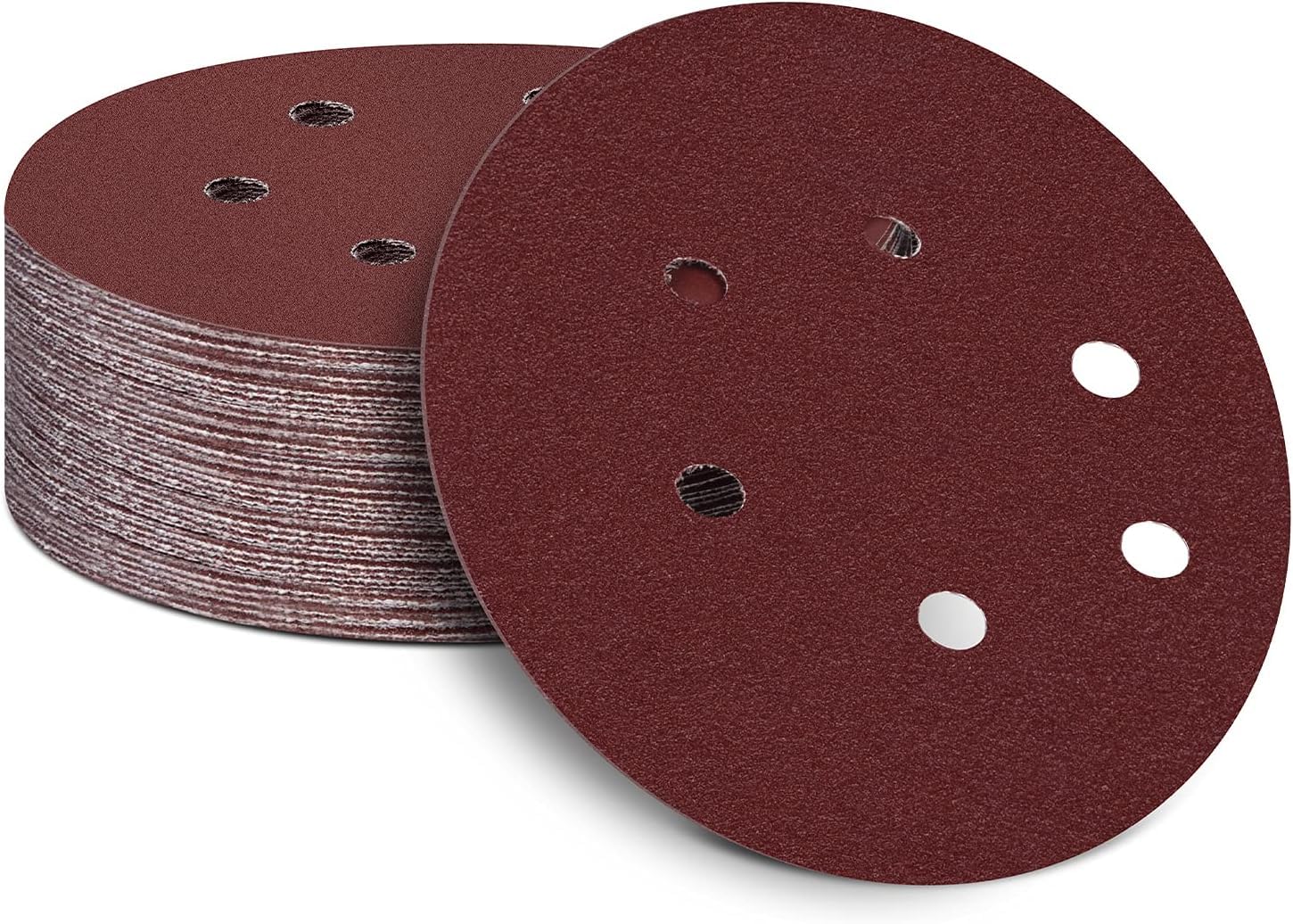 150mm Sanding Discs Pads, 40 Grit Sandpaper Sheet, 6 Inch 6 HoleRound Sanding Discs Pads for Random Orbital Sander(50pcs) — image 1