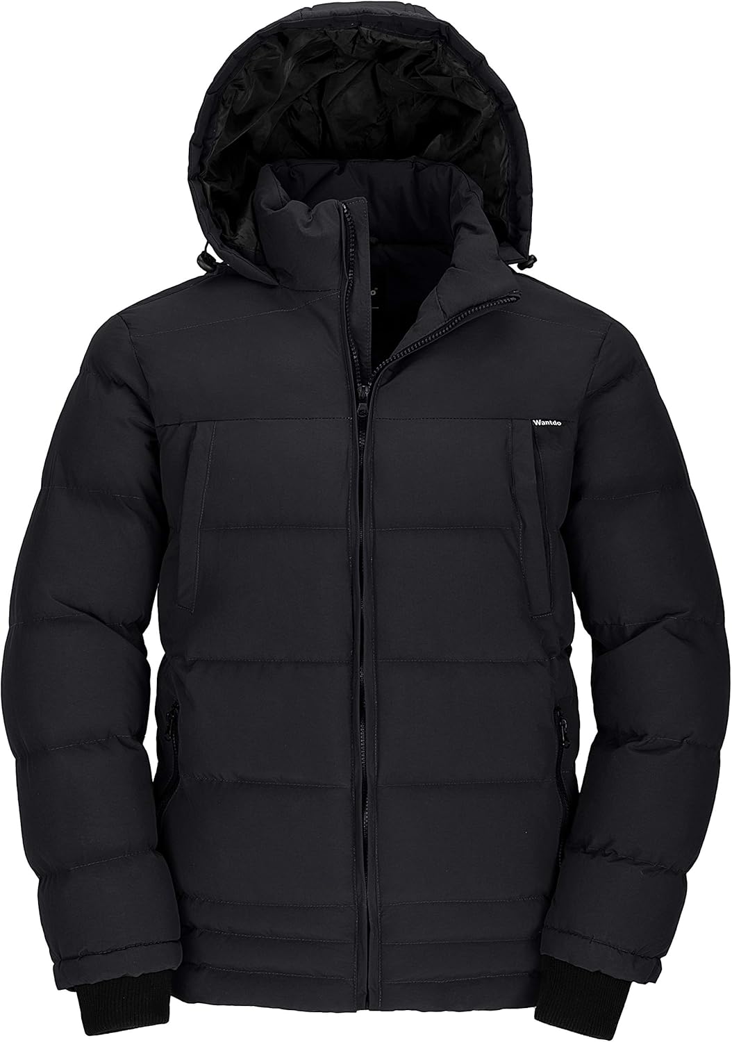 Wantdo Men's Thicken Puffer Jacket Insulated Water-Resistant Warm Winter Coat with Hood: Clothing