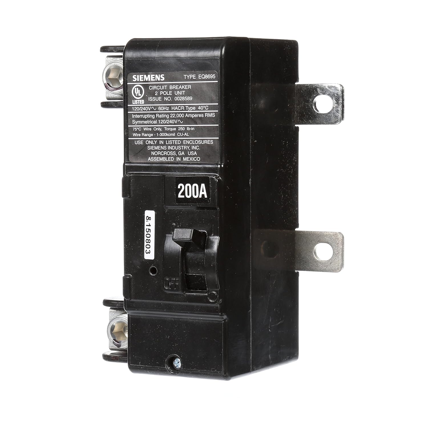 Siemens MBK200A 200Amp Main Circuit Breaker for Use in Ultimate Type