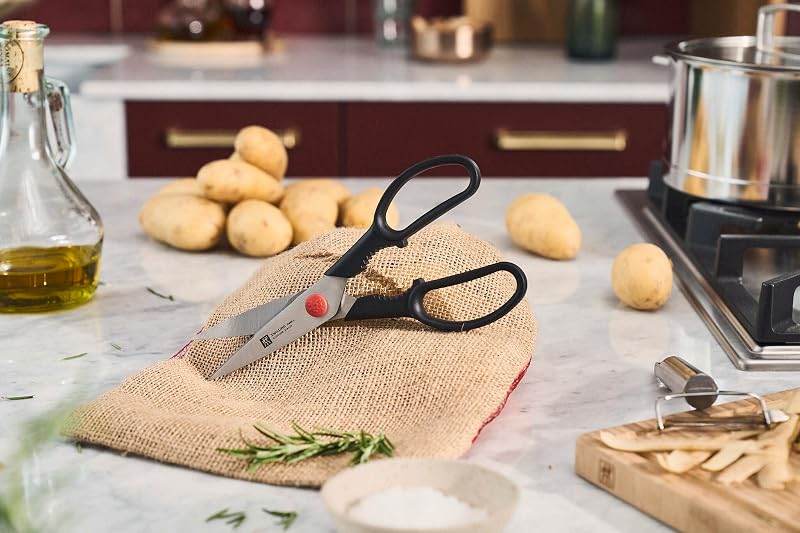 Twin L forbici da cucina professionali multiuso, 20 cm, acciaio speciale inox, forbici da cucina per destrimani e mancini, nero