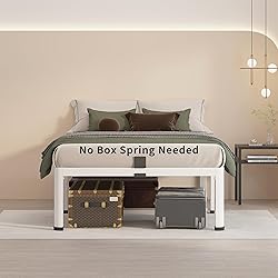 MAF 14 Inch Twin Metal Platform Bed Frame White