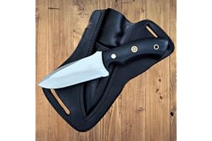 FH TRADERS Fixed Blade Hunting Carry Knife Stainless Steel Blade Bushcraft Knife, Scout Carry Knife with Leather Sheath, Micarta Handle Strong Grip, Tracker Knife For Hunting, Outdoor Camping, Hiking (SK-01