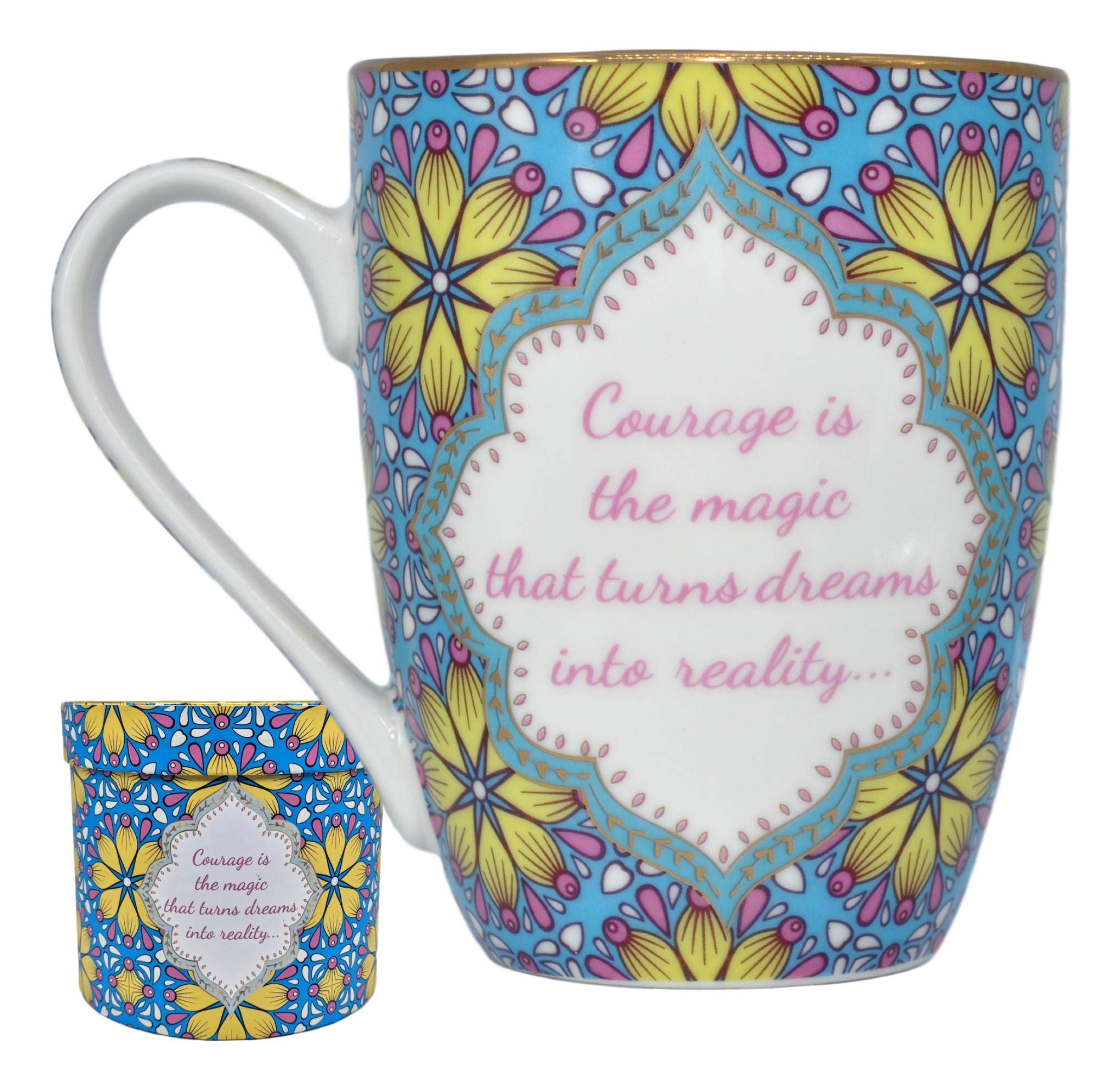 Mug with Wording"Courage is The Magic That Turns Dreams into Reality." with Matching Gift Box