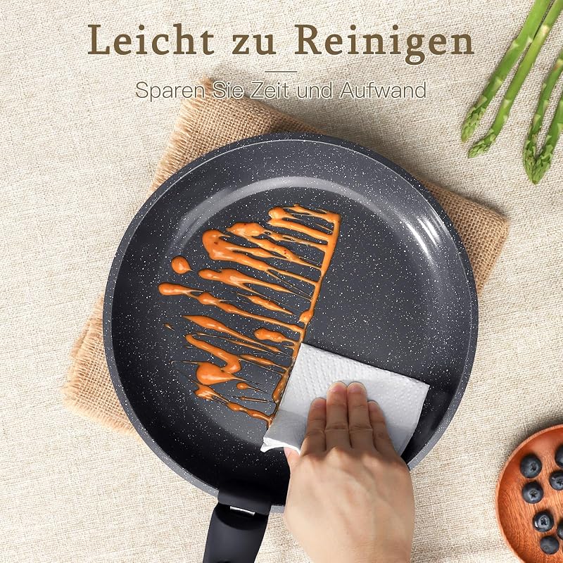 15-teiliges Granit Topf- und Pfannenset,Antihaft mit abnehmbarem Griff