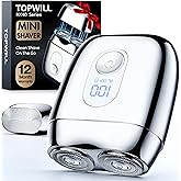 All-Metal Mini Electric Shaver for Men – Portable Travel Razor with Mirror Cap, Smooth & Close Shave, LED Display, USB-C Fast Charge, Wet/Dry Waterproof – RX40 Silver