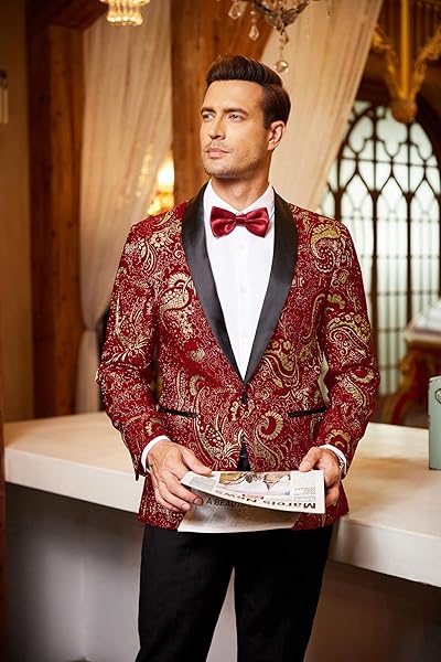 COOFANDY MEN’S FLORAL TUXEDO JACKET LUXURY EMBROIDERED WEDDING BLAZER DRESS SUIT FOR PARTY DINNER