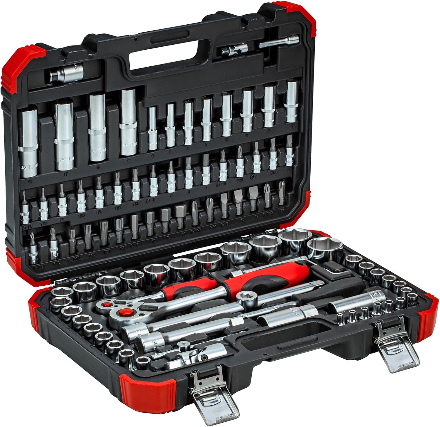 GEDORE Red Socket Spanner Set, 94 Pieces, with Reversible Ratchets, Ratchets, Socket Wrench and Bit Set, 1/4 Inch - Image 3