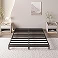 Yicensen 4 Inch Low Bed Frame Queen Rounded Corner No Box Spring Needed, Heavy Duty Metal Queen Size Platform Bed Frame, Easy Assembly, Noise Free, Black