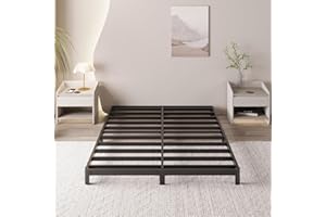 Yicensen 4 Inch Full Bed Frame Low Profile No Box Spring Needed, Heavy Duty Full Size Metal Platform Bed Frame with Rounded Corner Legs, Easy Assembly, Noise Free, Black