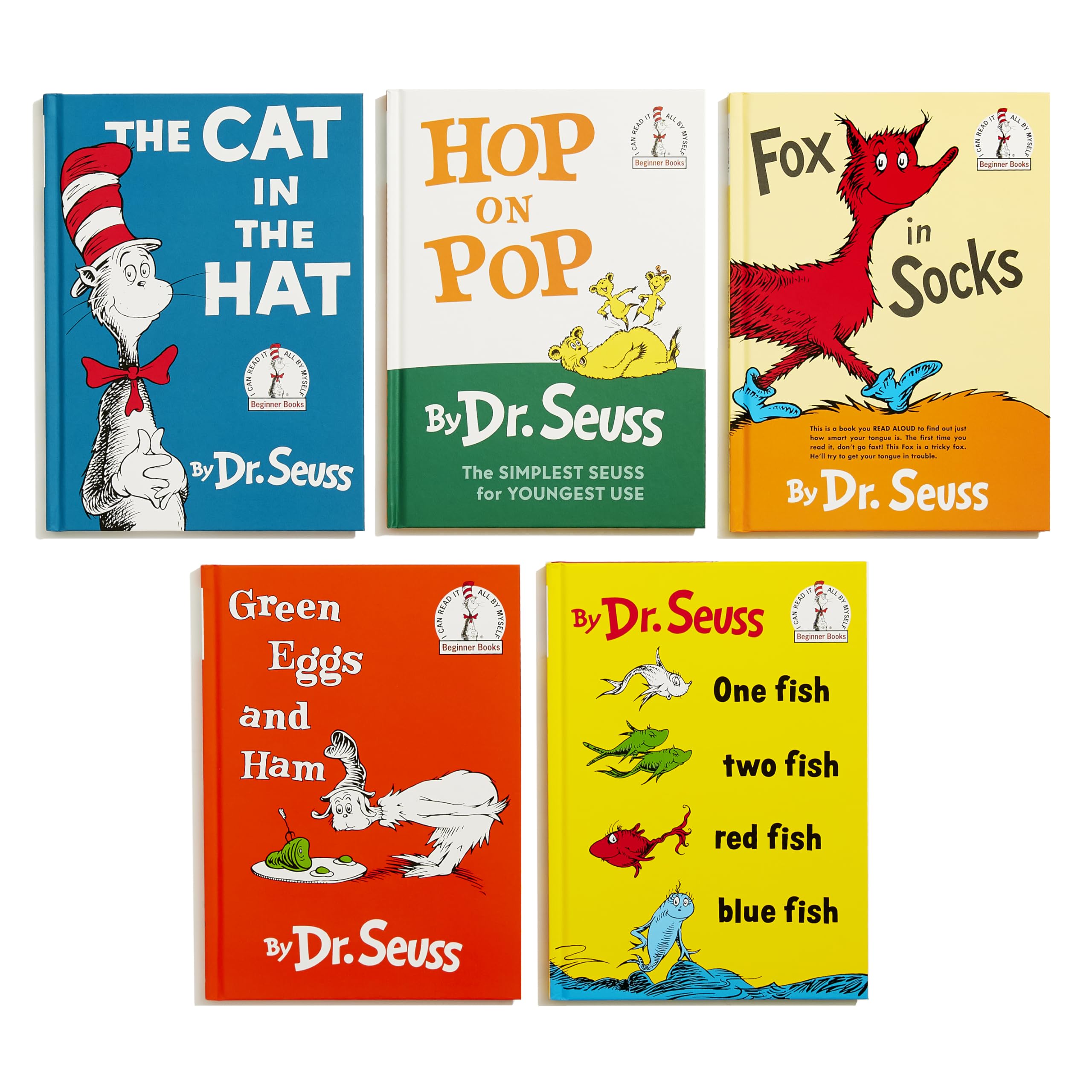 Dr. Seuss's Beginner Book Boxed Set Collection: The Cat in the Hat; One Fish Two Fish Red Fish Blue Fish; Green Eggs and Ham; Hop on Pop; Fox in Socks Dr. Seuss's Beginner Book Boxed Set Collection: The Cat in the Hat; One Fish Two Fish Red Fish Blue Fish; Green Eggs and Ham; Hop on Pop; Fox in Socks Hardcover