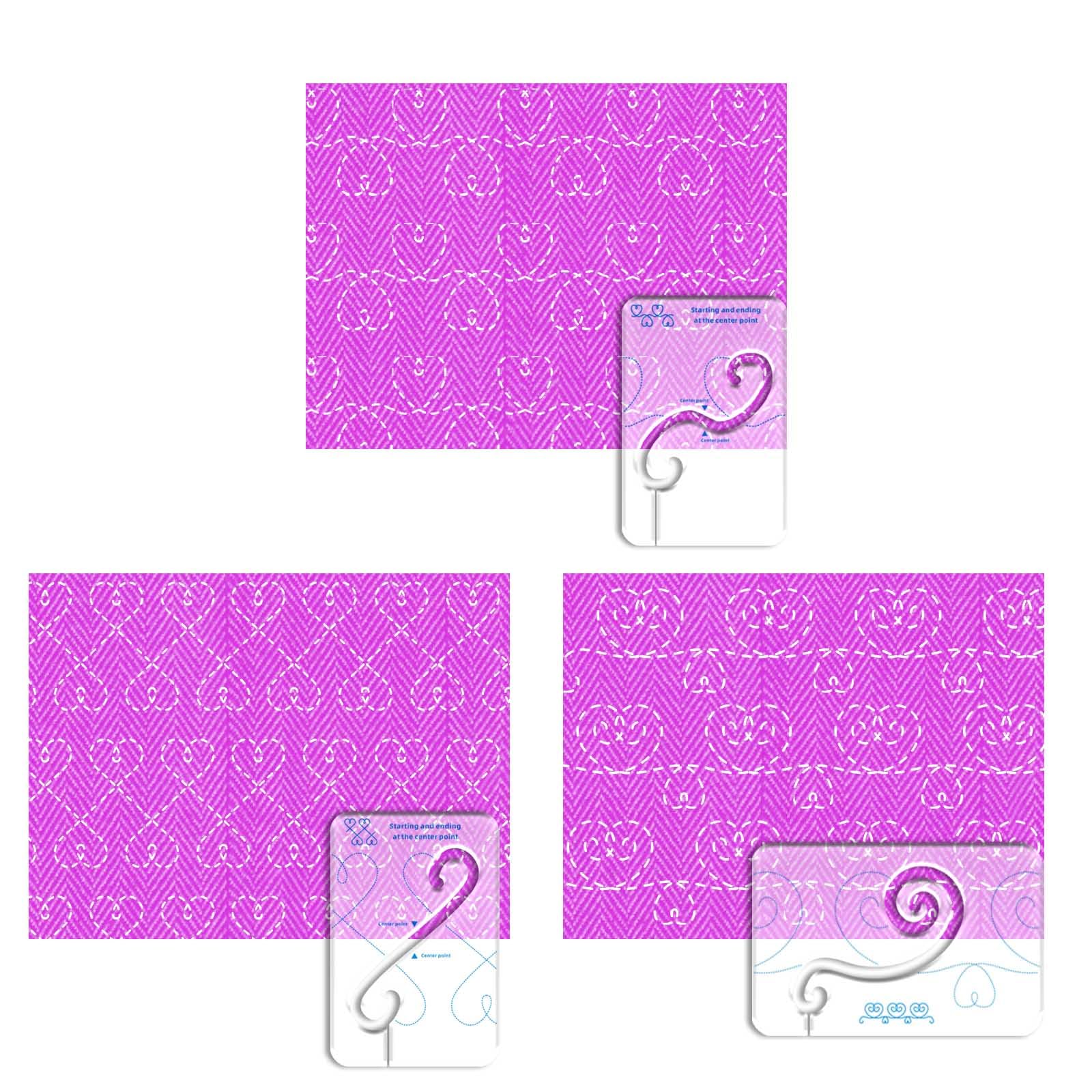 Photo 1 of yeapkoll Heart Patterns Free Motion Quilting Templates Set of 3 Quilting Templates for Industrial and Domestic Machine Quilting Templates Rulers (Heart Shaped Patterns A)