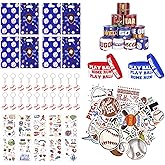 130 PCS Baseball Party Favors Set, Baseball Party Supplies Goodie Bag Stuffers with Stickers Gift Bags Silicone Bracelets Tattoos Themed Keychains for Adult Birthday Team Celebration Decorations