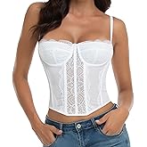 Raxnode Lace Bustier Corset Tops for Women - Sexy Going Out Party Club Top with Buckle