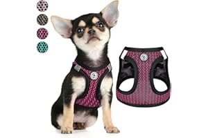 FURRYMONG Step in Small Dog Harness (for Under 20lbs Dogs) Air Mesh Extra Small Dog Harness Vest Puppy Harness & Cat Harness XXXS-L Reflective Dog Harness for Small Dogs (XXXS, Rose)