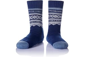 WEVIAS Men's Fleece Lined Cozy Extra Thick Slipper Socks Winter Non-Slip Fuzzy Home Sleeping Stockings