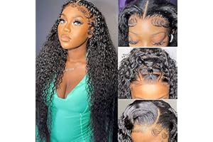 ZLIKE 26inch Wet And Wavy 13x6 Transparent Lace Front Wigs Human Hair Water Wave HD Lace Frontal Wigs Pre Plucked 150% Density Glueless Brazilian Curly Human Hair Wig Natural Black