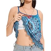 Kniffi Spaghetti Tops for Women Built in Bra Lace Hem Flowy Camisole Sleeveless Tank Top