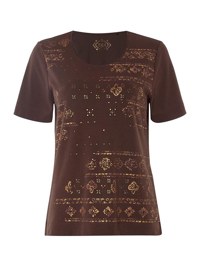 TIGI Short Sleeve Ethnic Print Top Amazon.co.uk Clothing