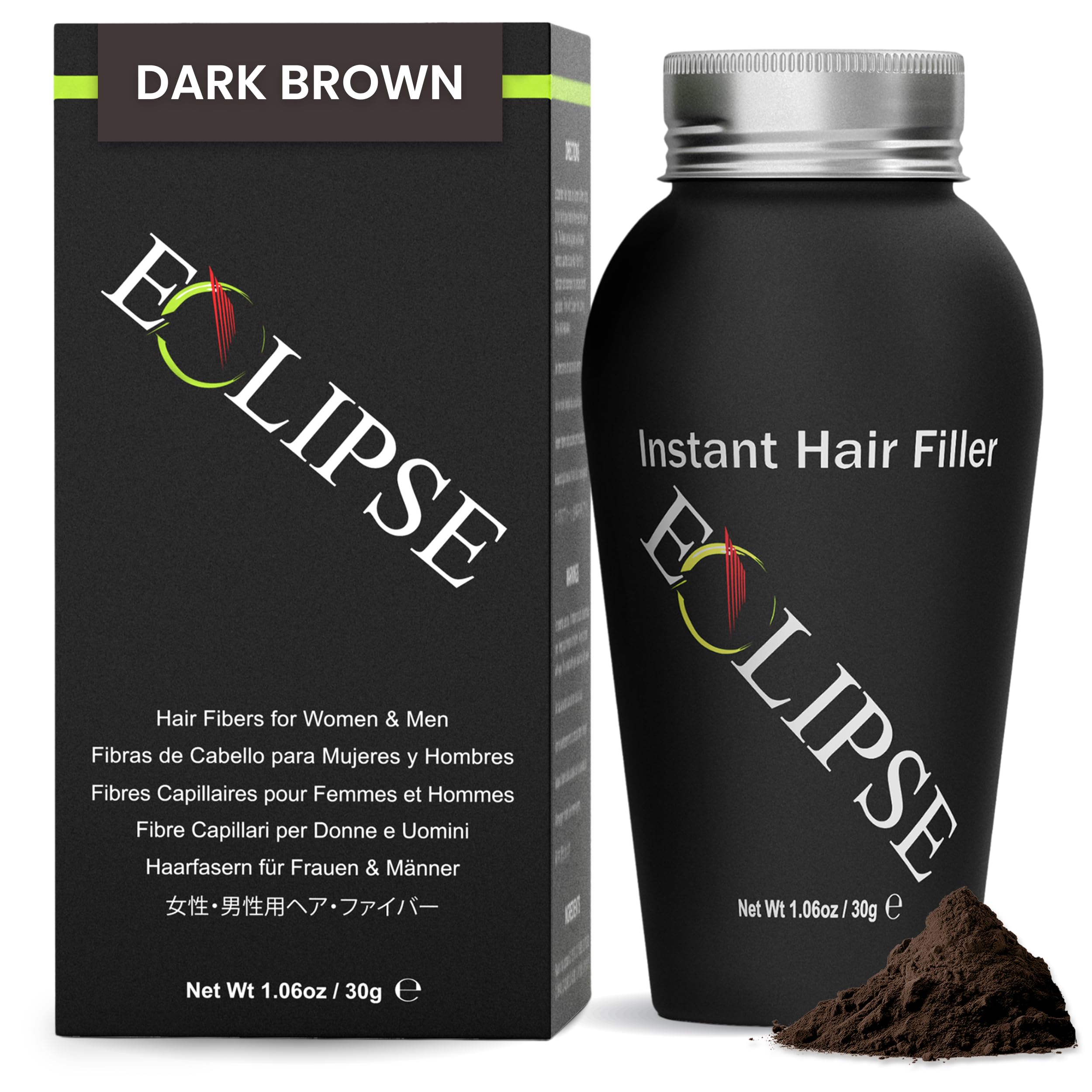ECLIPSE Hair Fibres Dark Brown for Thinning Hair for Women & Men to Conceal Hair Loss in 15 Seconds - 100% Undetectable Hair Building Fibres, 30g โ image 1