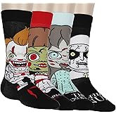 Hyp Horror Movie Collaboration Men's Character Big Face 4-Pack Adult Mid-Calf Crew Socks Shoe Size 6-12