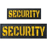 2 Pack Reflective Security Laser Cut Patch with Back Panel and Hook and Loop One Small and One Large (Black-Yellow)