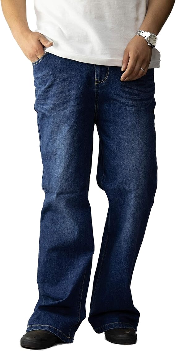 Amazon ナイラス Nylaus フレアパンツ メンズ ストレッチ 配色ステッチ ワイド ゆったり 黒 青 紺 ブリーチ デニムパンツ ジーンズ チノパン フレア カジュアル きれい目 お洒落 ジーンズ 通販