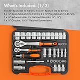 VonHaus 104-Piece Socket Set with Extension Bar Ratchet and Case view 2