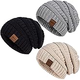 Womens Beanies for Winter 3 Pack, Slouchy Beanies for Women Oversized Knit Warm, Winter Hats for Women Thick for Cold Weather