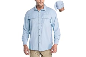 33,000ft Men's Long Sleeve Sun Protection Shirt UPF 50+ UV Quick Dry Cooling Fishing Shirts for Travel Safari Camping Hiking