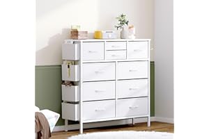DlandHome White Dresser for Bedroom with 10 Drawers,Storage Drawer Units Clothing Organizer Unit for Closet, Chest of Drawers