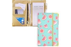 Lemmeko Server Books Cute Waitress Book Fruit Pattern Waiter Book PU Leather Server Book with Zipper Pocket Serving Book for Waitresses Fit Server Apron