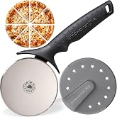 Pizza Cutter Wheel, 304 Stainless Steel Slicer with Blade Cover, 9-Inch | No Topping Drag, Water-Ground Edge, Big Sharp Blade, Anti-Wobble Axle. Rubber Non-Slip Handle, Finger Guard