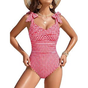 Blooming Jelly Women's One Piece Swimsuits Modest Bathing Suit | Tummy Control, Plus Size, Tie Shoulder, Front Cross Push Up,