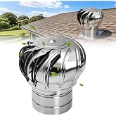 RDUIGT 4 Inch Turbine Roof Vent Stainless Steel Turbine Ventilator Vents | Wind Roof Ventilator for Houses Factory Attic Roof Vent Cap(Size: 110mm)，1 Pack
