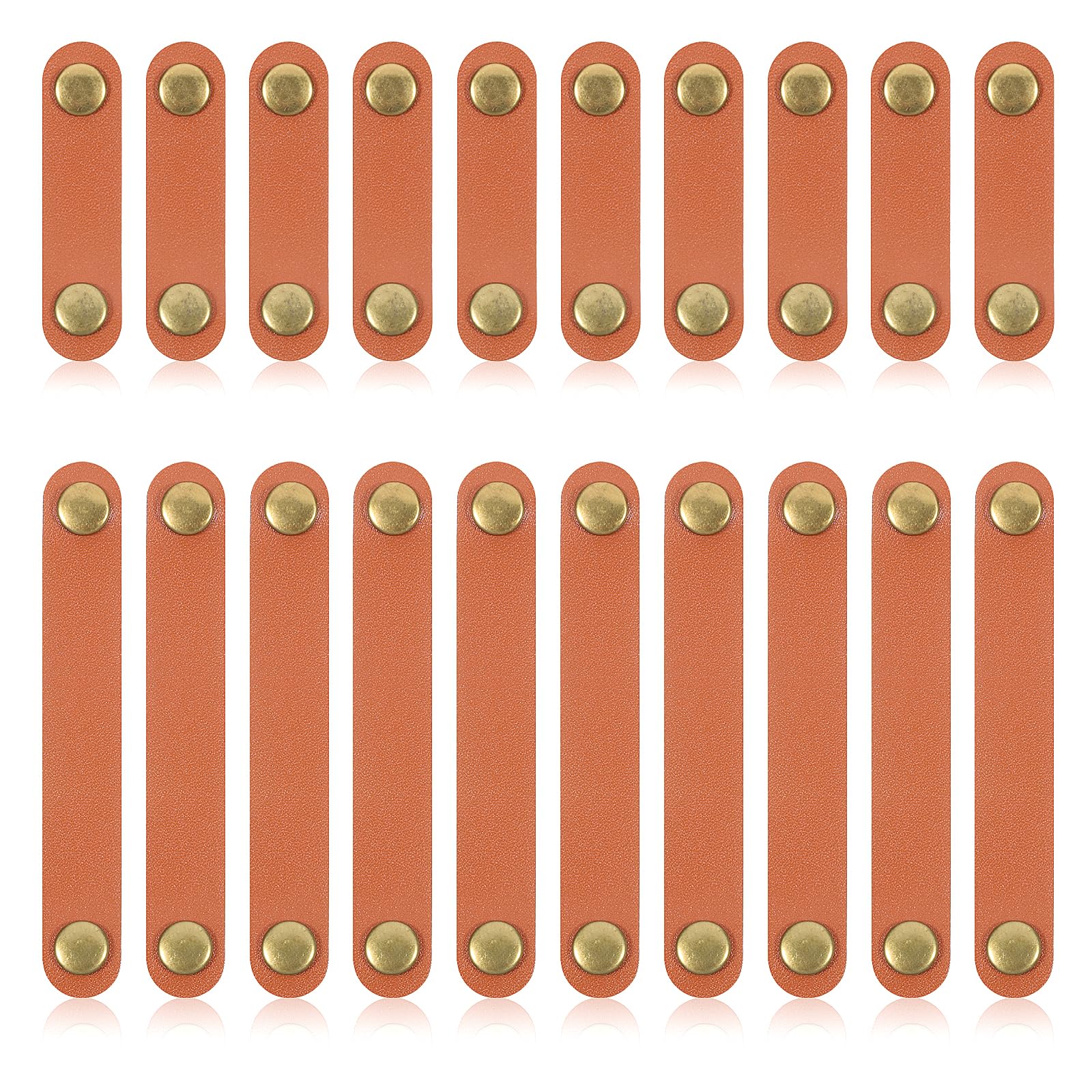 Photo 1 of 20 PCS PU Leather Cable Straps, Portable Headphone USB Cables Keeper Management Ties Reusable USB Cord Keeper with Snap Cord Clips Holder, Earbud Cords Organizer for Earphone (Small + Large, Brown)