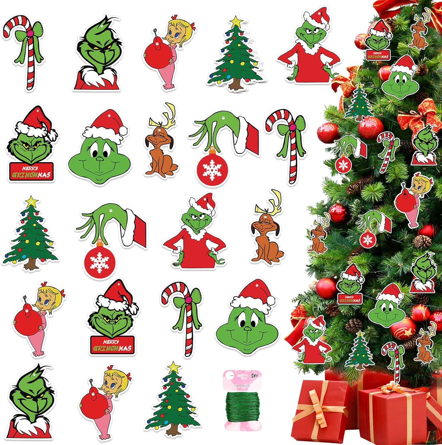 Ornaments - 108PCS Christmas Tree Decorations, Christmas Tree Hanging Ornaments Decoration, Holiday Xmas Ornaments Gift Tags Indoors Home Decor